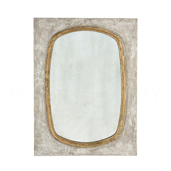 Oval Mirror Gold/White/Gray 36x48