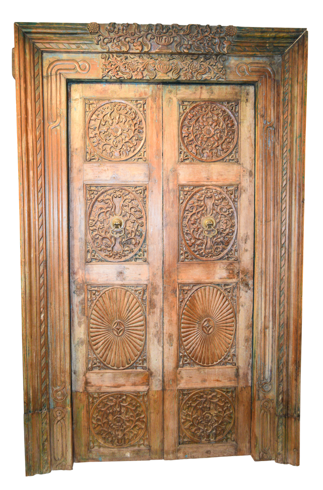 Carved Teak Doors w/ Surround 92x58