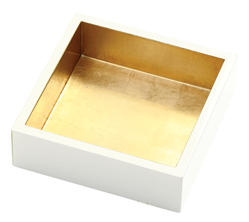 Ivory with Gold Lacquer Cocktail Napkin Holder