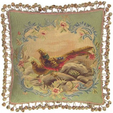 Aubusson Pillow Pheasants(L) 20x20