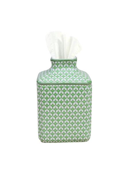 Green Fish Scale Tissue Holder 8"