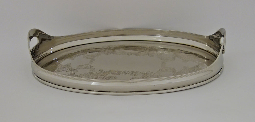 Nickel Oval Tray Etched 21x16