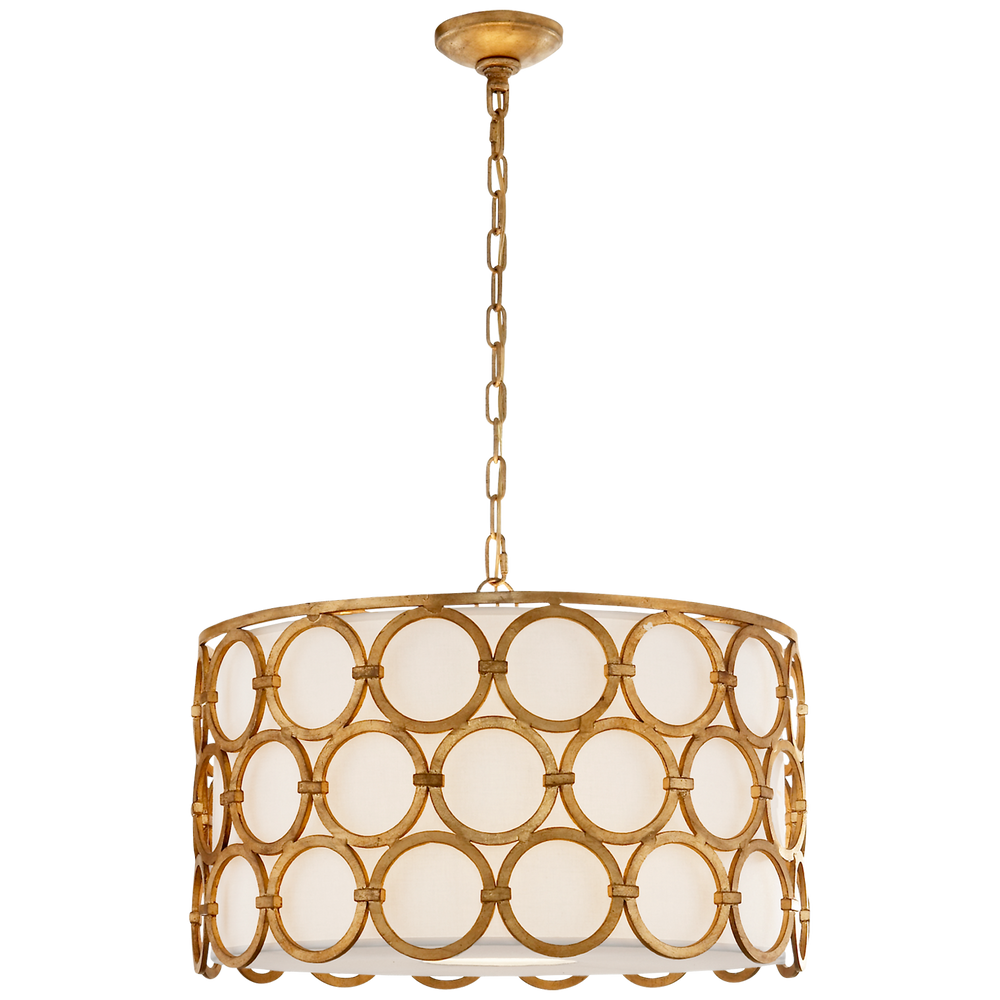 Gilded Iron Hanging Shade 15.25"H 24.75"W