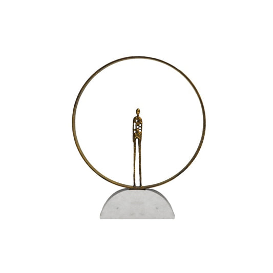 Abstract Figure Ring Sculpture Brass 18"h